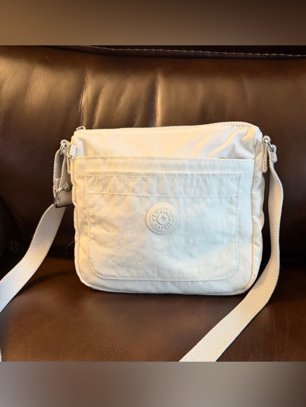 Kipling Sebastian Crossbody Purse in White & Silver Hardware.. No charm